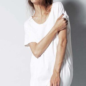 SKARGORN 60 Mini TEE DRESS - Long Boxy Tee Shirt | WHITEWASH | Size Medium NWOT